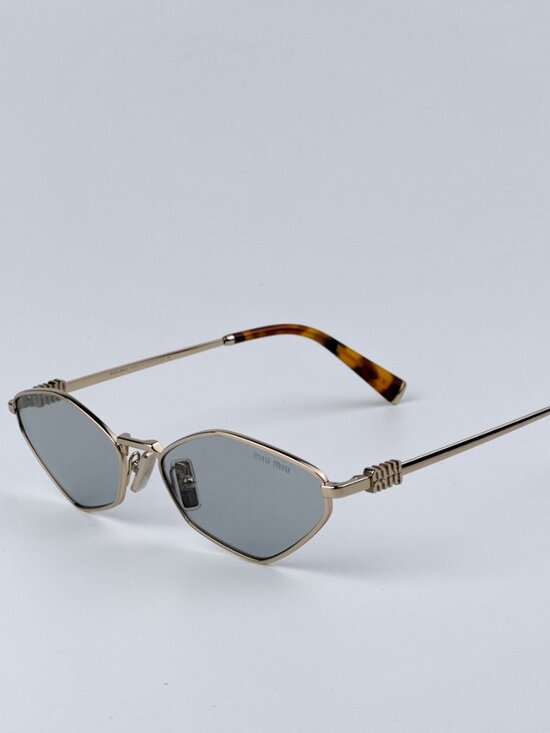 Miu Miu MU56ZS ZVN50K REGARD BRAND NEW Sunglasses Gold Grey Geometric Unisex main image 8